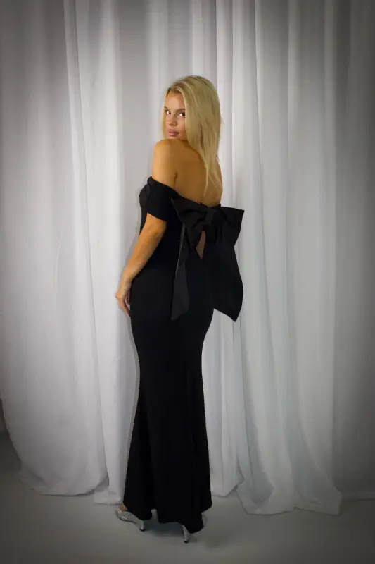 Satin Bow Soirée Maxi Dress