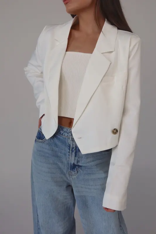 Ivory Devon Cropped Blazer